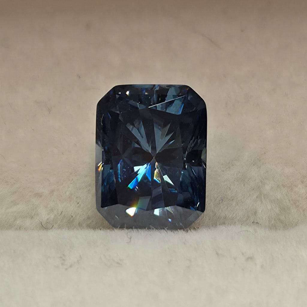 3 ct. Radiant Moissanite, Sapphire Blue (Coated)