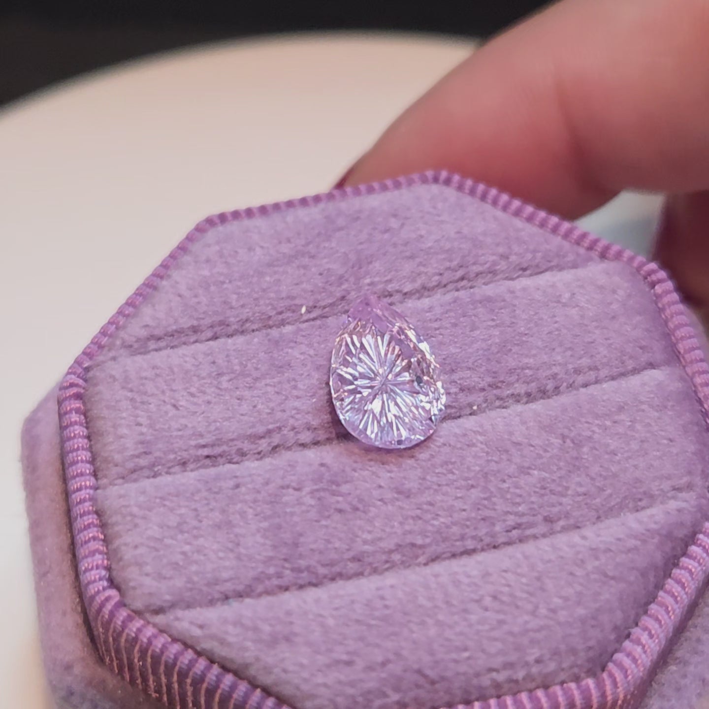 3.1 ct. Fantasy Cut Pear Lab Sapphire, Lavender