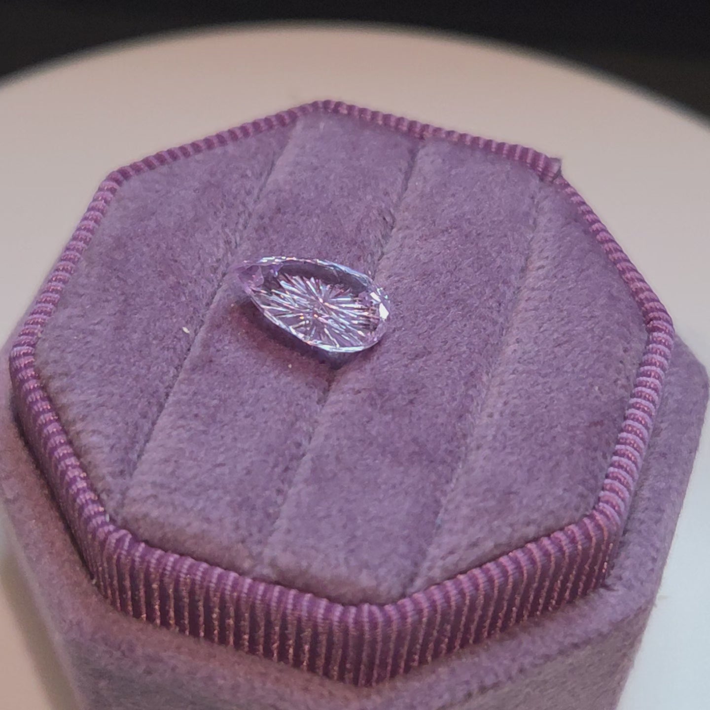 3.1 ct. Fantasy Cut Pear Lab Sapphire, Lavender
