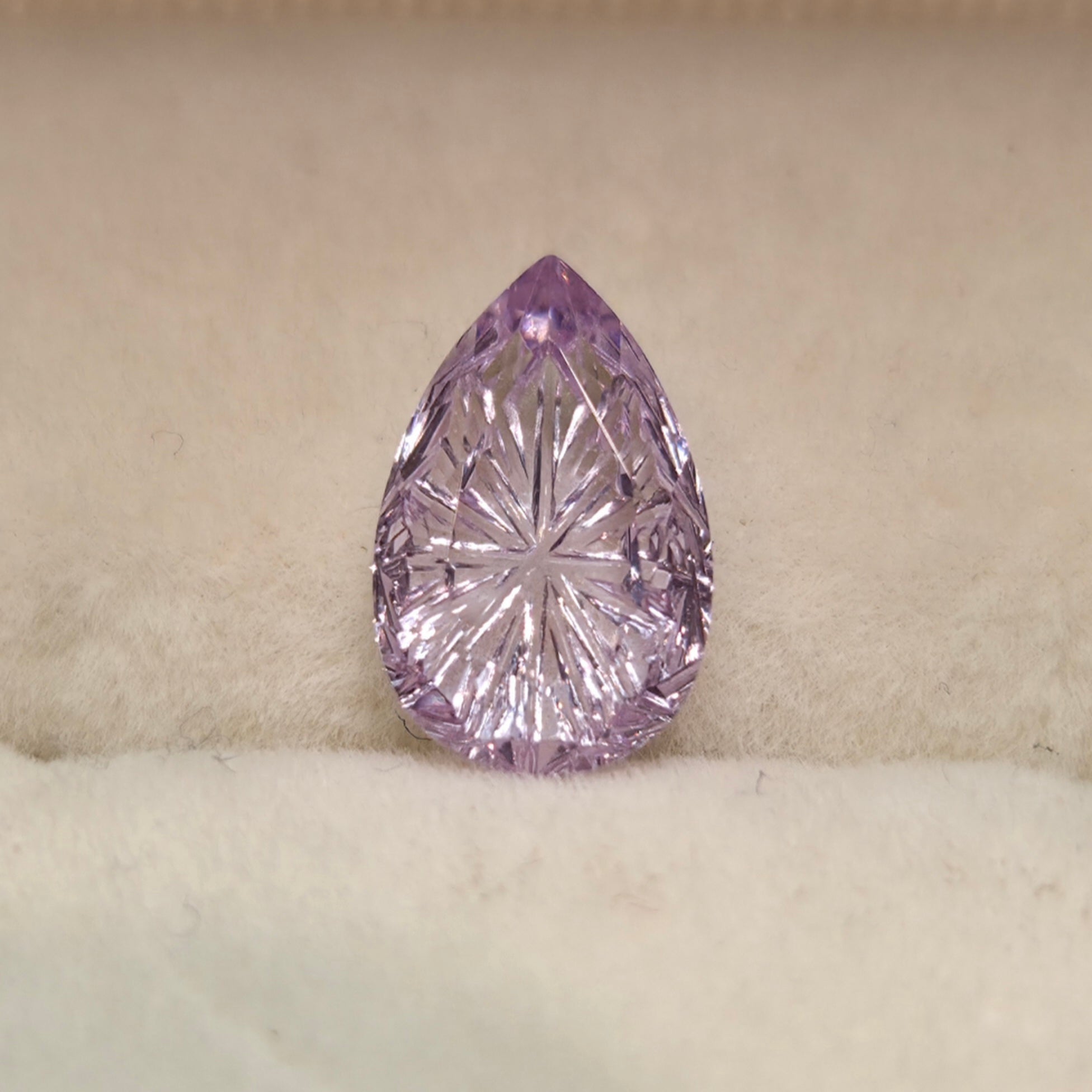 3.1 ct. Fantasy Cut Pear Lab Sapphire, Lavender